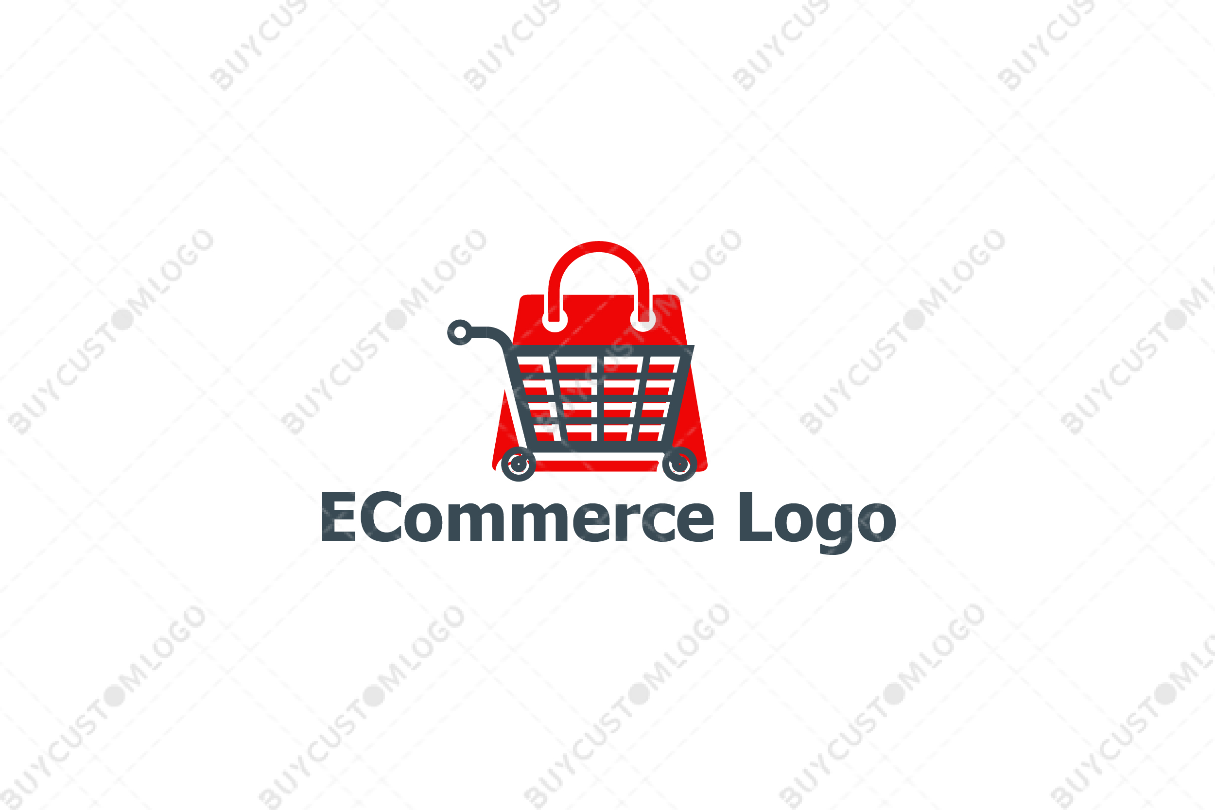 shopping cart and bag on wheels logo